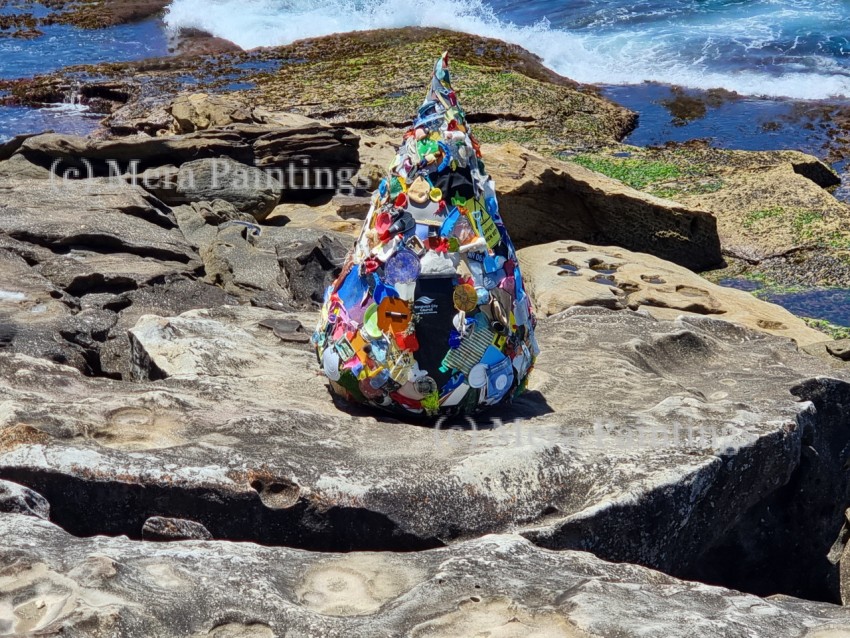 conical shape colourful sculpture