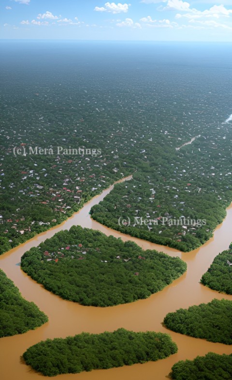 aerial view of floods