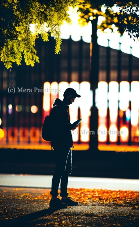 SILHOUETTE OF A MAN LOOKING AT PHONE