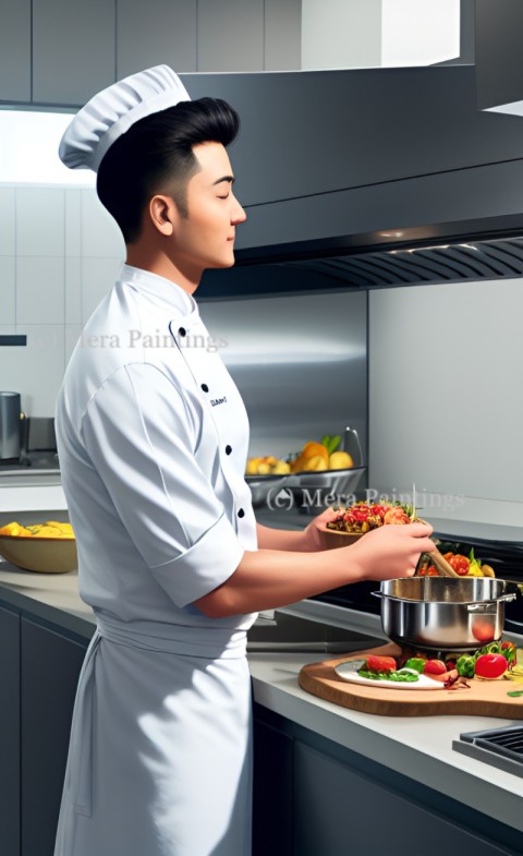 A CHEF IN REATAURANT KITCHEN