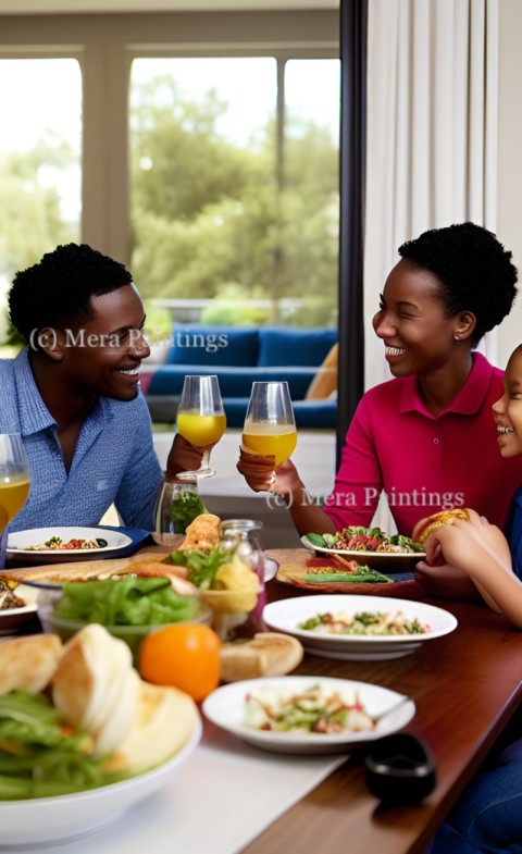 FAMILY ENJOYING LUNCH TOGETHER