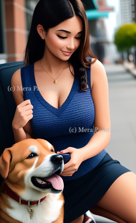 ATTRACTIVE WOMAN WITH HER DOG