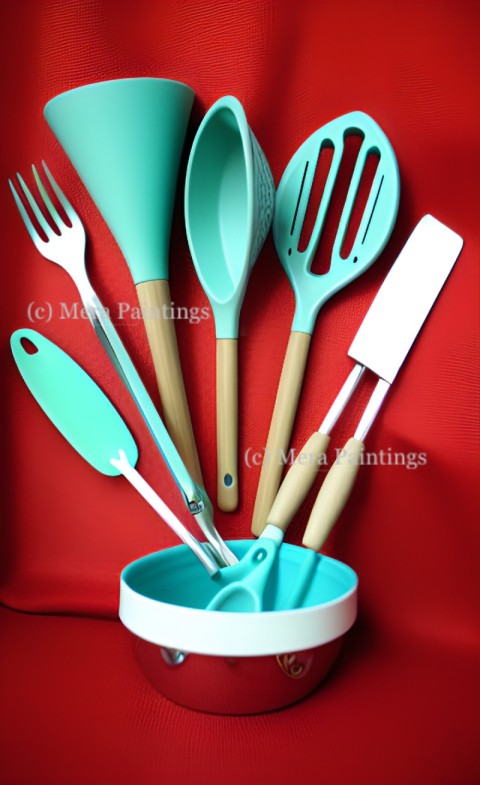 colourful kitchen utensils set