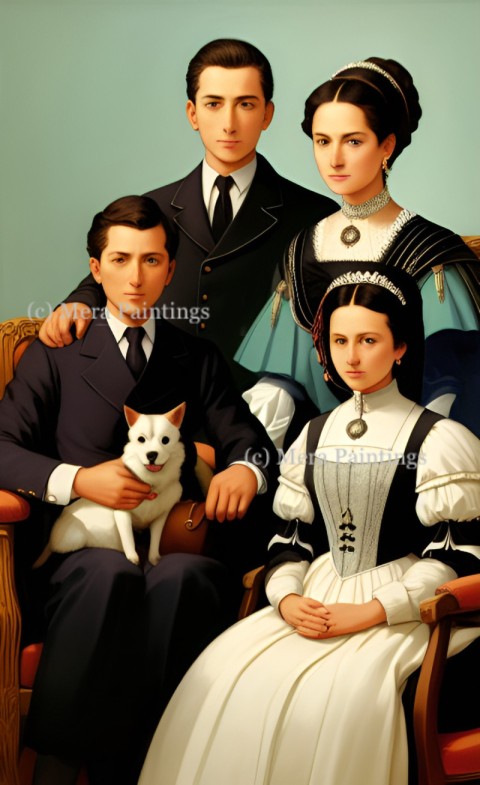 PORTRAIT OF A FAMILY WITH PET