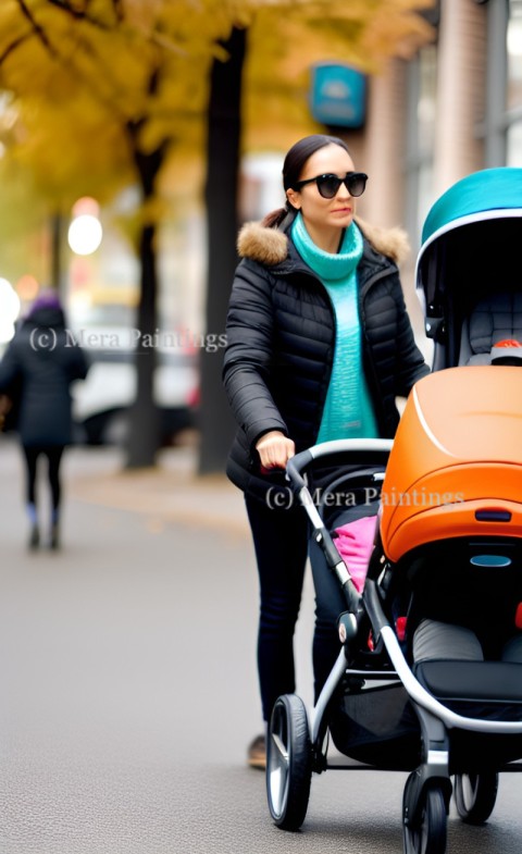 WOMAN WALKING WITH STROLLER