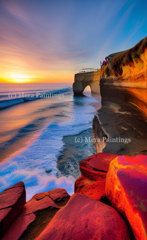 VISITORS ENJOYING SUNSET