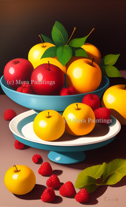 STILL LIFE PAINTING OF FRUITS