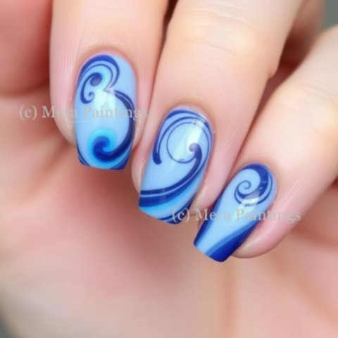 Radient blueswirl nail art