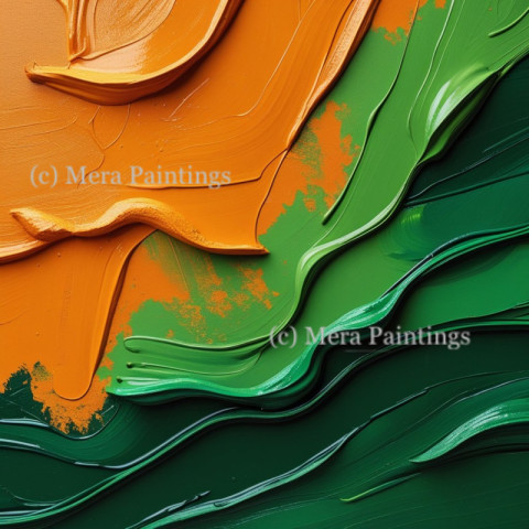 Abstract painted green and orange background