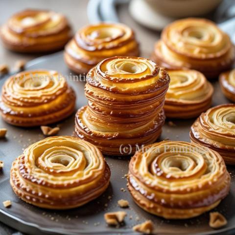 Golden Palmier puff pastry cookies