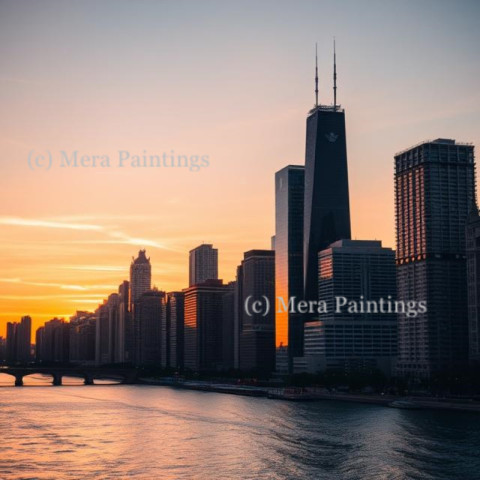 City view at Sunset