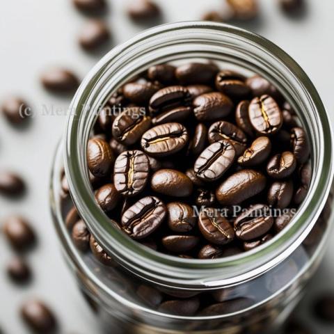 Close up of coffee beans in jar