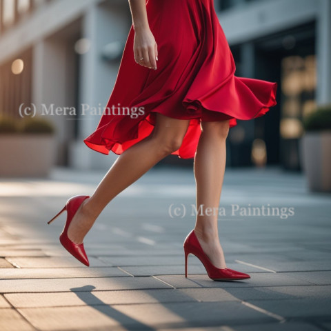 Red dress and Red high heels