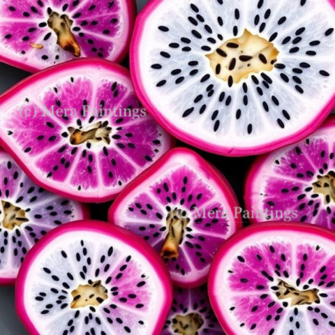 White and Purple Pitaya Slices
