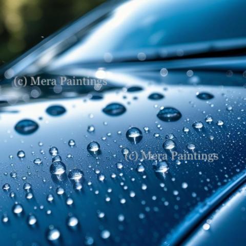 Water drops on a car surface