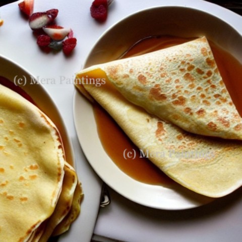 CREPES AND  MAPLE SYRUP