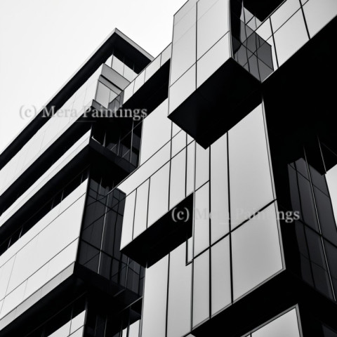 Abstract black and white modern building pattern background