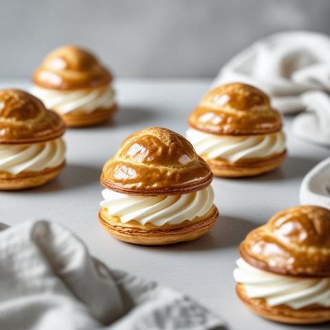 Homemade Profiteroles with cream