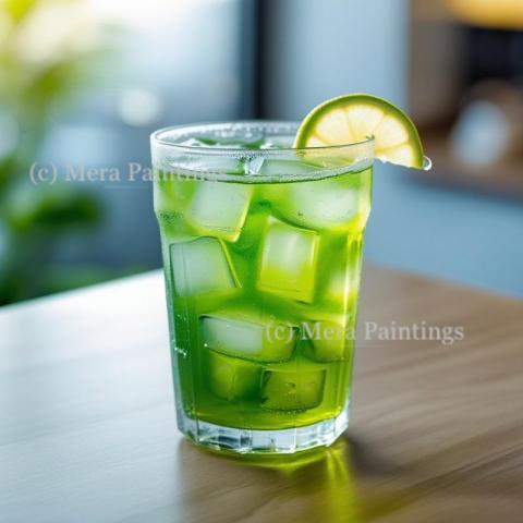 Iced green tea on the table