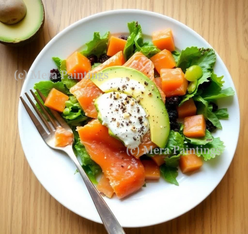 Smoked salmon salad with avacado