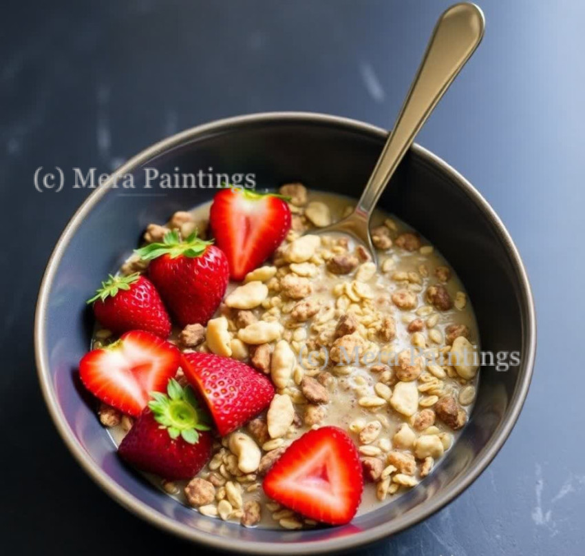 A bowl of goodness: muesli with berries and nuts