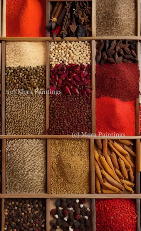 rows of spices