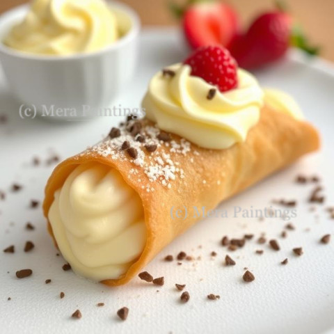 Cannoli with vanilla custard