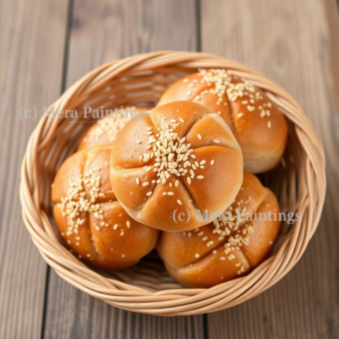 Tasty and fresh  buns with sesame seeds