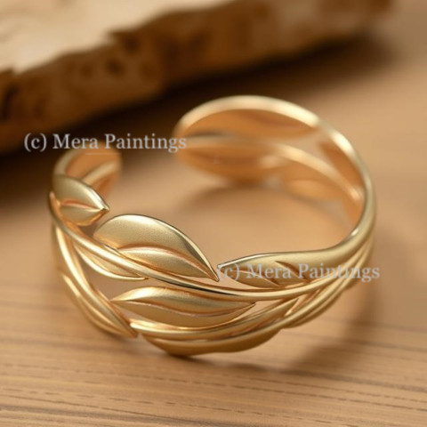 Nature Inspired Leaf shaped Cuff Bangle