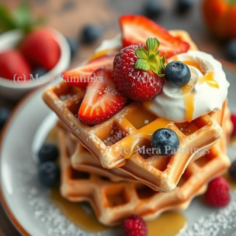 Waffles with fruits