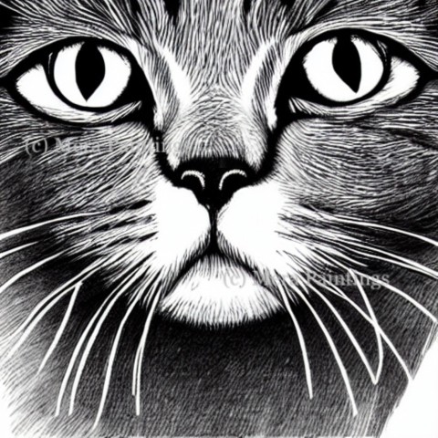 LINE DRAWING OF A CAT