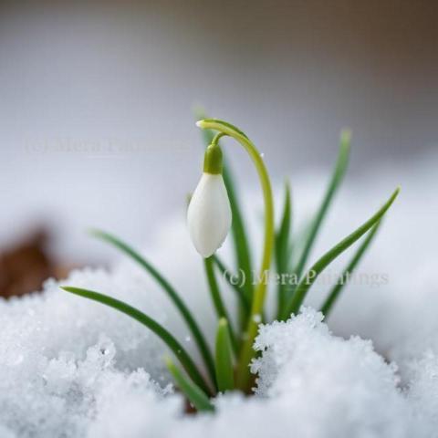 Tiny blossoms pushing through the frost
