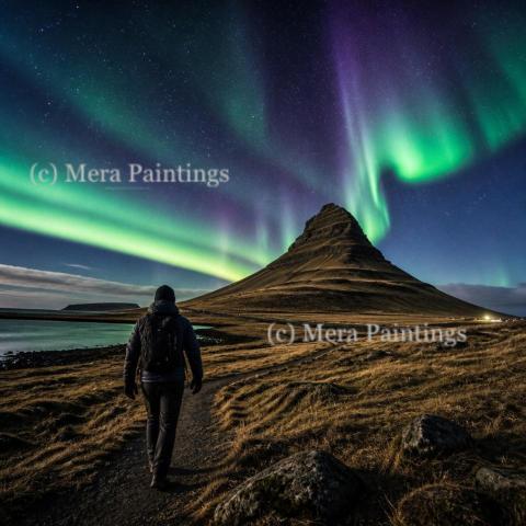 Northern Lights in Mount Kirkjufell ,Iceland
