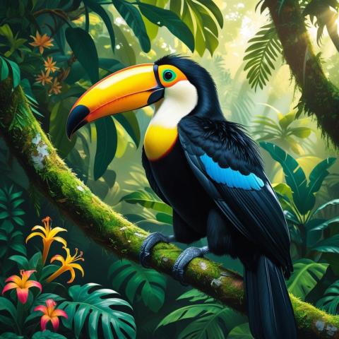 A beautiful toucan in its natural habitat