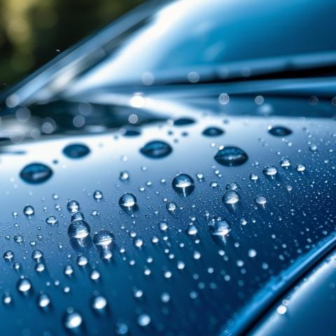 Water drops on a car surface