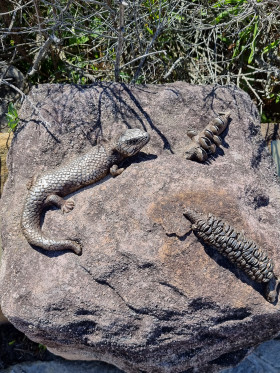 REPTILES ON ROCK SCULPTURE