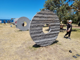 sculpture on beach