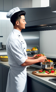 A CHEF IN REATAURANT KITCHEN