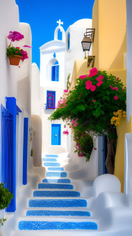 A street view in Santorini, Greece