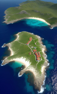 Aerial view of an island