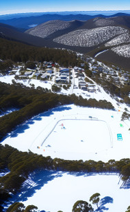 AERIAL VIEW OF THREDBO SKI FIELD