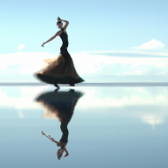 Beautiful girl dancing reflection