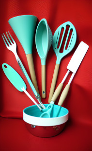 colourful kitchen utensils set