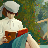 French Girl with book