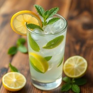 Lemonade with lemon, mint and ice