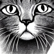 LINE DRAWING OF A CAT