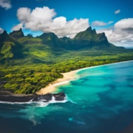 MOUNTAINS AND BEACH VIEW