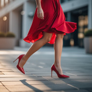 Red dress and Red high heels