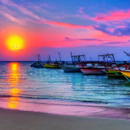 RESTING  BOATS AND SUNSET VIEW