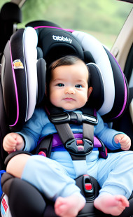 Smiling Baby boy in car seat